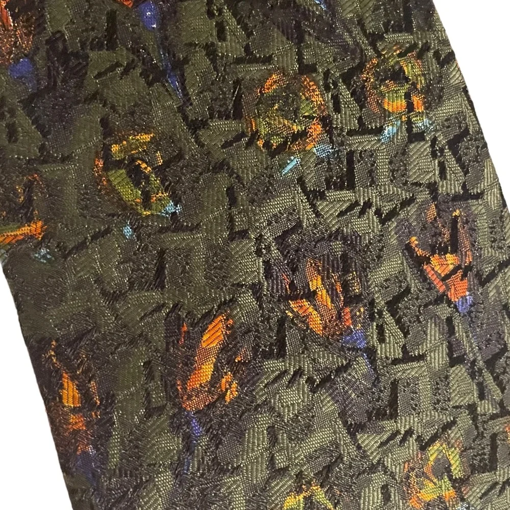 Ermenegildo‎ Zegna Metallic Abstract Floral Silk Neck Tie